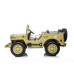 Elektrické autíčko - Retro vojenské vozidlo 4x4  - pieskové  - 158cm x 80cm x 82cm